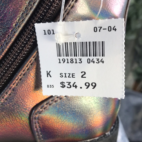 Brash Jet Fashion Lug Boots Iridescent Bronze Zip & Laces Combo Girls 2 NWT&NIB - Picture 6 of 10